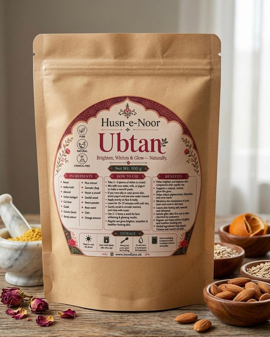 Husn-e-Noor Ubtan 

“Brighten, Whiten & Glow — Naturally.”