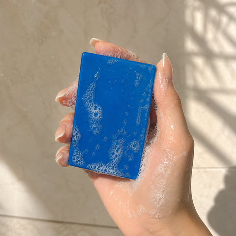 Blue MOROCCAN-
BRIGHTENING SOAP BAR